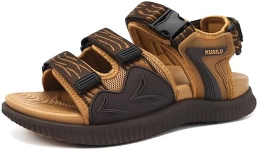 KuaiLu Mens Arch Support Hiking Sandals Orthopedic Athletic Sport Recovery Walking Cushion Sandals Open Toe Summer Beach Travel Sandles Plantar Fasciitis Water Outdoor Sandalias Khaki 15