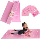 Abtech Yoga Mat for Kids - Pinkie the Doll design for Girls- Chemical Free - Non-Toxic - Non-Slip - 60 X 24 X 0.2 Inches - w/ 12 Yoga Cards - Cute Carrier Bag - Ages 3-12 (Pinkie the Doll)