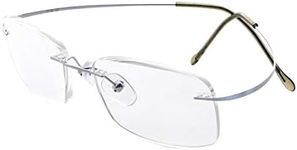 (Lens Width=51MM, Silver) - Eyekepper Titanium Rimless Eyeglasses Men Women Silver