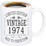 1974 50th Birthday Gift Ideas mug for Women and Men Ceramic Coffee Mugs Anniversary Presents for Him,Her,Husband or Wife 50 Years Old Gag Party Supplies Decorations Ideas Mugs for Mom,Dad Tea Cups11oz