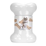 Caroline's Treasures CK2276BSTJ Siberian Husky Bone Shaped Treat Jar Dog Treat Dog Biscuit Kitchen Canister with Lid Cookie Jar Snack, White