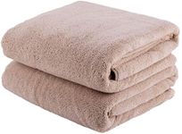 JML Luxury Hotel & SPA Bath Towels (2 Pack, 30"x60") - 350GSM High Density Fleece Towel Sets - Super Soft and Absorbent, Lint Free, Fade Resistant Oversized Bath Towel, Coral Fleece Camel