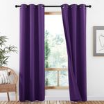 NICETOWN Cold Blocking 100% Blackout Curtains with Same Color Liner Backing, Thermal Insulated Curtains for Living Room, Noise Reducing Drapes, Royal Purple, 42" Wide x 84" Long, 2 Panels