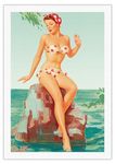 Polka Dot Bikini - Vintage Pin Up Girl Poster by Knute O. Munson c.1940s - Fine Art Rolled Canvas Print (Unframed) 27in x 40in