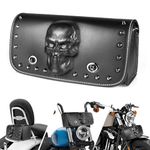 Quixofiber Motorcycle Handlebar Bag 3D Skull Motorcycle Bag/Motorbike Saddle Bags PU Leather Waterproof Motorbike Handlebar Bag for Honda Yamaha Kawasaki Suzuki Harley Triumph (Black)