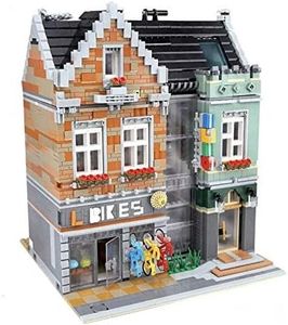 General Jim's Building Blocks City Creator Bike Shop Store Building Kit, Model Set and Assembly Toy for Kids and Adults - Architectural Building Set