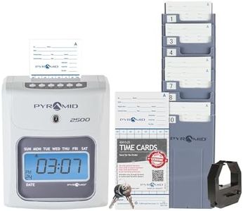 Pyramid Time Systems 2500 Small Business Time Clock Bundle with 100 Time Cards, 1 Ribbon, 1 Time Card Rack, 2 Security Keys - No Employee Limit, Ivory