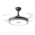 CARTER ENERGY Studio 42" Modern Ceiling Fan | BLDC Fan With Light, Remote & Contain Speaker | High Air Delivery Fan | Retractable Blades Ceiling Fans | Sleek Design With Black Color | Pack-1