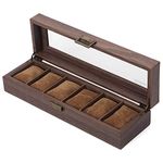 READAEER Watch Box 6-Slots with Real Glass Topped,Wood Grain PU Watch Display Storage Case,as a Gift for lovers