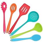 Onader 6 Piece Kitchen Utensils Set, Non-Stick Silicone Cooking Utensils Set Include Spoon Turner Skimmer Safe for Cookware, Heat Resistant & Dishwasher Safe, Multicolor