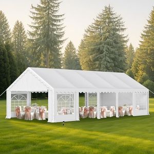 MFSTUDIO 16'x32' Party Tent, Outdoor Heavy Duty Party Tents with Removable Sidewalls, Large Canopy Tent Shelter for Outdoor Events Wedding Birthday, White