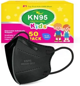KN95 Masks Disposable for Kids, 100 Pack Individually Wrapped KN95 Masks Children 5 Layer Protection Small Size Breathable Adjustable Mask for Girl and Boy, Mascarillas para Niños