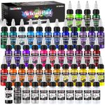 FansArriche Airbrush Paint Set, 44 Colors with 6 Thinners Acrylic Air Brush Paint Kit, Ready to Spray Water-based Opaque & Neon & Iridescent Acrylic Paint for Beginners, Artists, 20ml/Bottle