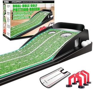 CHAMPKEY Premium Dual-Hole Golf Putting Green - Progressive Slope Tech and Noise Reduction Tech Golf Putting Mat - Come with Golf Putting Gates and Putting Mirror (PRO Version)