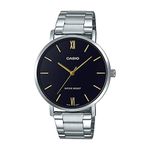 Casio MTP-VT01D-1B Men's Stainless Steel Minimalistic Black Dial 3-Hand Analog Watch