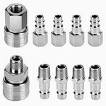 Profiwoab 10 pcs Air Line Connectors Euro, Airline Hose Compressor Fittings, 1/4" BSP Air Coupler and Plug Kit Couplings Connector Male Female
