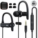 3.5mm Headphones Sport Wired Earbuds with Microphone Noise Cancelling Earphone HiFi Stereo Over Ear Buds Wired Plug in with Ear Hook for Samsung Galaxy A15 A03s A14 S10 A12 Moto Switch MP3 Running Fit