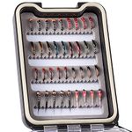 Bassdash Fly Fishing Flies Kit Fly Assortment with Fly Box, 36/64/72/80/96pcs with Dry/Wet Flies, Nymphs, Streamers