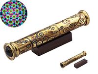 RII Brass Handmade Teleidoscope, Vintage Look Kaleidoscope with Wooden Display Stand, Nautical Décor for Gifting, Antique Finish Gift for Husband, Graduation Day, Retirement, Christmas