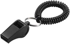 Lucky Line 2” Diameter Spiral Wrist Coil with Whistle Key Chain, Flexible Wrist Band Coach Teacher, Stretches to 12", Black (423201)