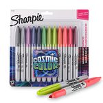 SHARPIE Cosmic Color Permanent Marker Assorted with Fine Tip for Precise Writing |Suitable for Multipurpose Usage| Smudge Free | Office Stationery Items | Pack of 12