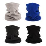 Lezevn 4 Packs Kids Neck Warmer Winter Windproof Fleece Neck Gaiter Snood Scarf Headwear for Outdoor Sports (Multicolor)