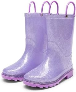 DREAM PAIRS Kids Rain Boots Glitter Boys Girls with Easy-on Handles Sparkly Waterproof Boots Outdoor Playing Rain Boots Unisex-Child,Size 10 Toddler,Purple,KKEMRB2501