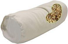 Bean Products Neck Roll Organic Millet Pillow + Natural Org Case - 4" x 12" - Organic Cotton Zippered Shell - Made in USA