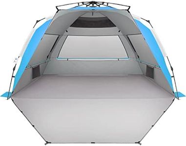 Oileus XX-Large Beach Tent Sun Shelter for 5-6 Person Portable Sun Shade Instant Pop Up Tent for Beach with Carrying Bag, Stakes, 6 Sand Pockets, Anti UV for Fishing Hiking Camping Blue