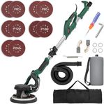 KUIMIT Drywall Sander, 800W Electric Sander with 12 Pcs Sanding Discs, 6 Variable Speed 800-1750 RPM Wall Sander with Extendable Handle, LED Light, Long Dust Hose, Storage Bag