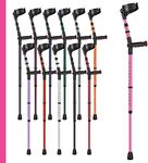 Ossenberg Soft Grip Closed Cuff Double Adjustable Crutch - Pink - Single | Height Adjustable Elbow Crutch for Men Women Adults Arthritis Soft Comfy Handle Forearm Ergonomic