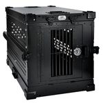 K9 Kennel Boss - Heavy Duty Fully Collapsible Powder-Coated Aluminum Dog Crate - Small (Black)