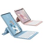 Vertical Magnetic iPad Air 5th Generation 4th Gen 10.9 inch Keyboard Case iPad Pro 11 Round Key Colour Keyboard Magnet Detachable Clear Back Cover with Pencil Holder, Pink