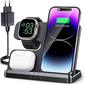 JARGOU Chargeur Induction 3 en 1 pour iPhone 15 14 13 12 11 Pro Max/XR/8/Samsung, Station de Charge pour Apple Watch 9/Ultra 2/SE/8/7/6/5/4, Base Chargeur pour AirPods Pro/3/2 (Noir)