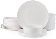 Mikasa Macie Bone China Lightweight Chip Resistant 12 Piece Dinnerware Set, Service for 4, White