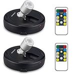 KANESIKI Battery Operated Spotlight, Wireless Picture Lights, Stick on Anywhere for Lighting up Painting Artwork Closet Portrait, LED Puck Light, Dimmable Accent Light with RF Remote, 2 Pack