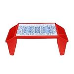 Multi-Purpose Lap Desk Laptop Stand Portable Plastic Pixel Design Study Table for Kids Read Eat Watch Movie on Couch/Sofa or Floor Coffee Serving Tray Breakfast in Bed Table with Storage Space (Red)