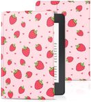 Pegmode for Kindle Paperwhite 11th Generation Case 6.8 Inch 2021 / Paperwhite Signature Edition Cute Women Girls Teens Unique Strawberry Folio Fabric Paper White Cover with Auto Sleep/Wake E-Reader