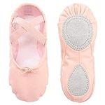 tanzdunsje Ballet Dance Shoes Slipper Canvas Split Leather Sole for Girls Women Pink