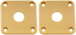 Musiclily Pro Plastic Curved Jack Plate Square Jackplates Compatible with USA Les Paul Epiphone Les Paul Guitar, Brown Cream(Set of 2)