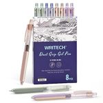 WRITECH Retractable Gel Ink Pens: 8ct Black Ink 0.5mm Extra Fine Point Tip Click Pen for Smooth Writing Journaling Drawing Note Taking Sketching No Bleed & Smear & Smudge Double Colors Duet-Grip