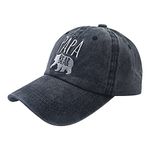 Waldeal Men's Papa Bear Embroidered Washed Denim Adjustable Baseball Cap Dad Hat, Papa Bear - Black, One Size