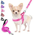 Eyein No Pull Small Dog Harness & Lead, Heavy Duty Easy for Walk Vest Harness Soft Padded Reflective Adjustable Puppy Harness Anti-Twist Pet Lead Quick Fit for Small Dog Cat Animal (S, Pink)