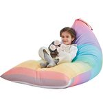 Nobildonna Stuffed Animal Storage Bean Bag for Kids (No Filler), Extra Large 250L Bean Bag Chair Cover Only, Washable Beanbag Without Filling Soft Premium Canvas Stuffable Bean Bag Cover (Rainbow)