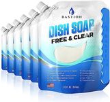 Bastion Dish Soap Refills - Liquid Dishwashing Degreaser & Detergent - Zesty Lime Fragrance - - All Natural - Cruelty Free Free & Clear, (6) 32oz Pouch