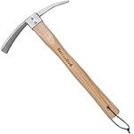 Berry&Bird Garden Pick Mattock Hoe, Stainless Steel Pickaxe Hoe with Wooden Handle, Heavy Duty Pick Axe Hand Tool for Transplanting Digging Planting Loosening Soil Camping or Prospecting