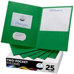 FILE-EZ Two-Pocket Folders, Green, 25-Pack, Textured Paper, Letter Size (EZ-32560)