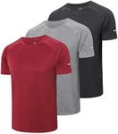 Gaiatiger Men's 3 Pack T-Shirts Dry Fit Sport Tops Comfort Workout Shirts Moisture Wicking Running Short Sleeve Casual T-Shirts for Men(521) Black Gray Red-2XL