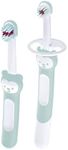 MAM Learn to Brush Set, Baby Toothbrush with Long Handle for Holding Together, Children's Toothbrush Trains Brushing Teeth, from 5+ Months, Turquoise, Pack of 1