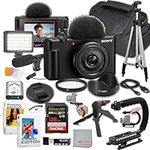 Sony ZV-1F Content Creator's Ultimate Kit: 128GB Extreme Memory, Mic, Video Light, Editing Software U-Grip, and Tripod Bundle (21pc)